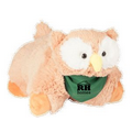 Light Golden Brown Owl Pillow Pal Stuffed Animal with Custom Imprint Bandana